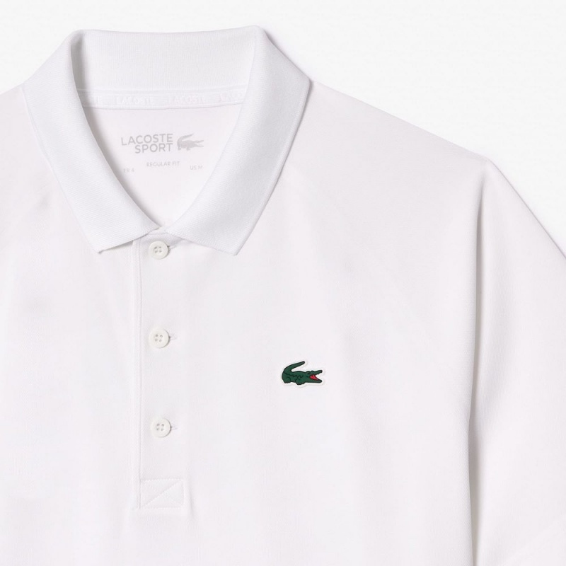 Men's Lacoste Sport Abrasion-Resistant Interlock Polo Shirts White | DMW405372