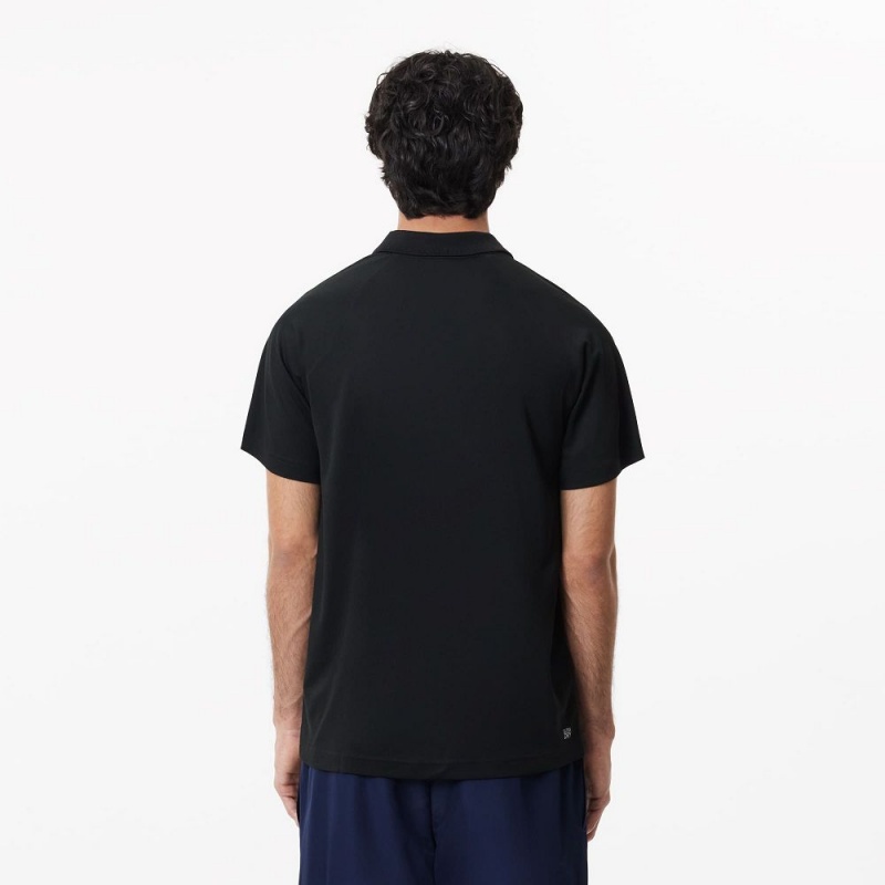 Men's Lacoste Sport Abrasion-Resistant Interlock Polo Shirts Black | YAG467839