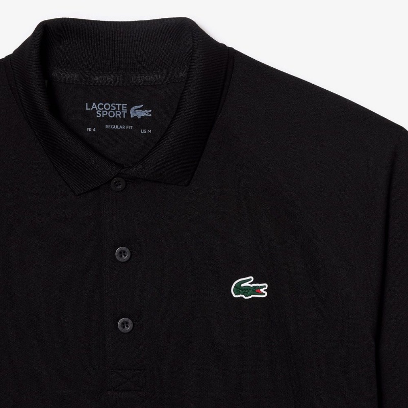 Men's Lacoste Sport Abrasion-Resistant Interlock Polo Shirts Black | YAG467839