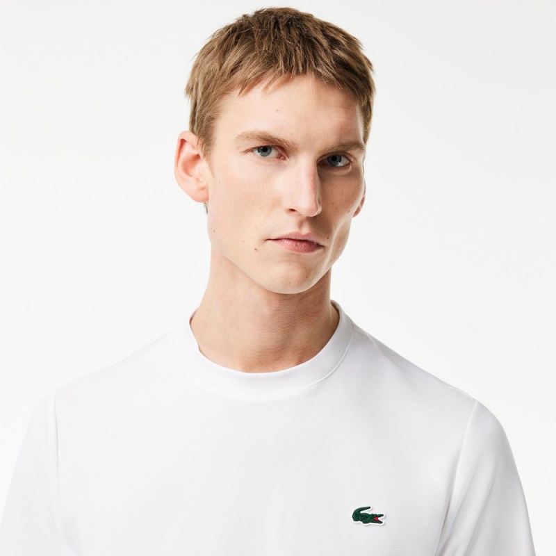 Men's Lacoste Sport Breathable Piqué T-Shirt White | IXO526394