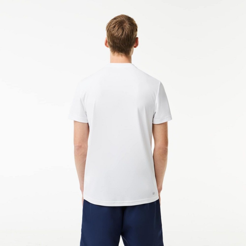 Men's Lacoste Sport Breathable Piqué T-Shirt White | IXO526394