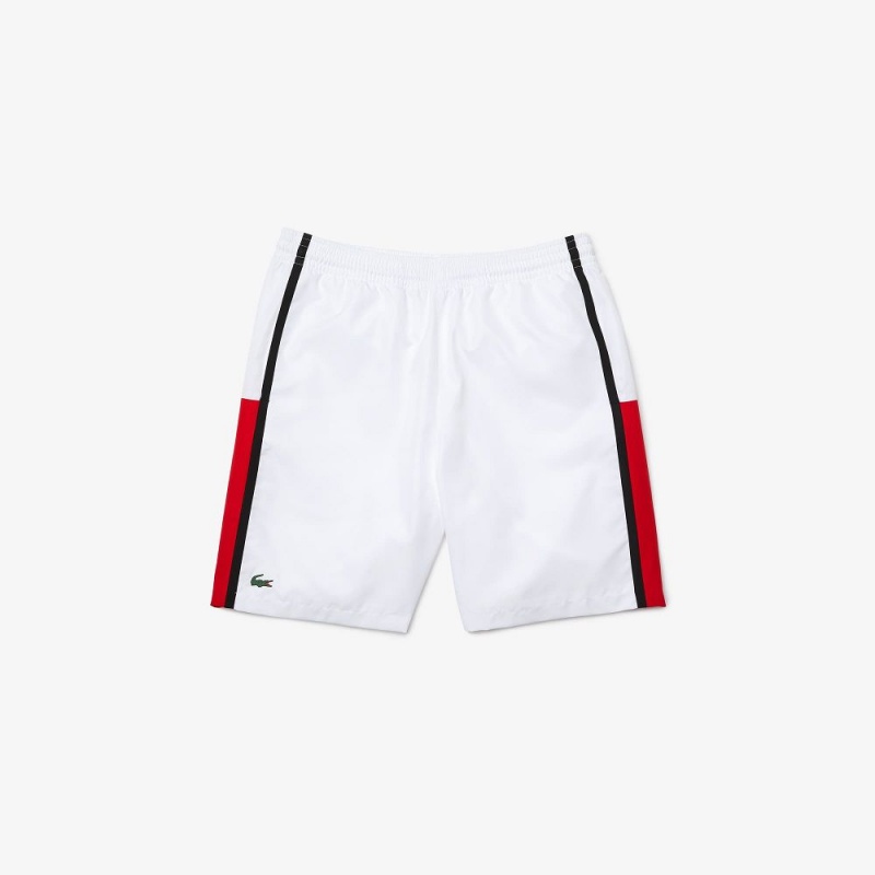 Men's Lacoste Sport Colorblock Panels Lightweight Shorts White Red Black | KWR386972