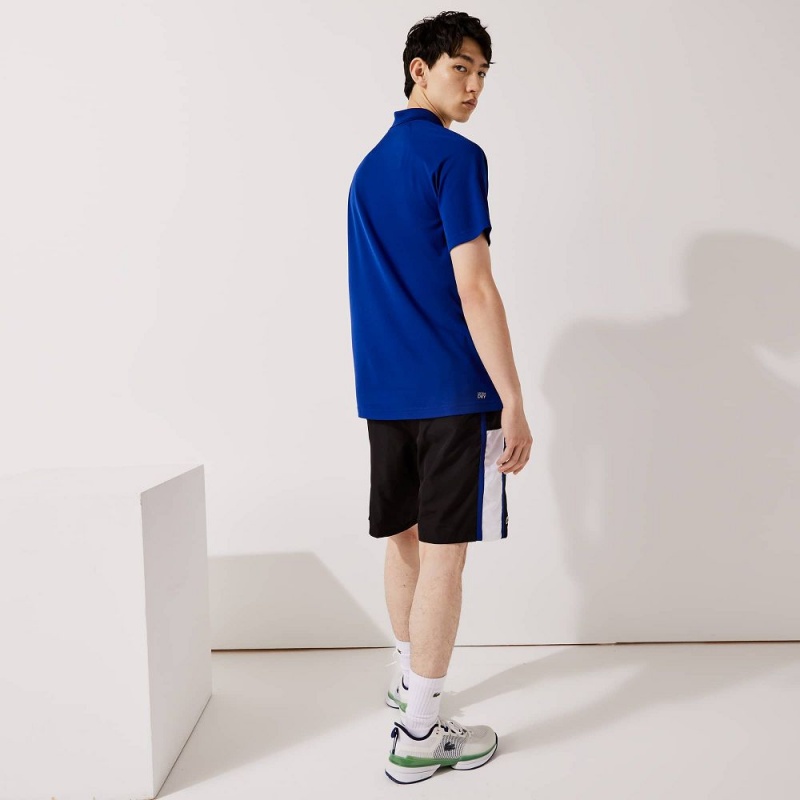 Men's Lacoste Sport Colorblock Panels Lightweight Shorts Black White Blue | PCN498751