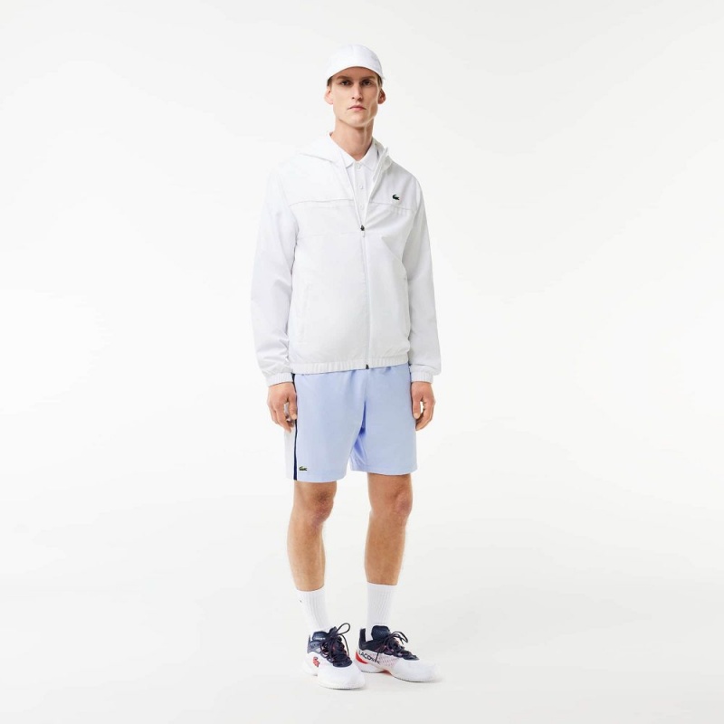 Men's Lacoste Sport Colorblock Panels Lightweight Shorts Light Blue White Navy Blue | LUF658249