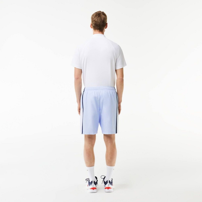 Men's Lacoste Sport Colorblock Panels Lightweight Shorts Light Blue White Navy Blue | LUF658249