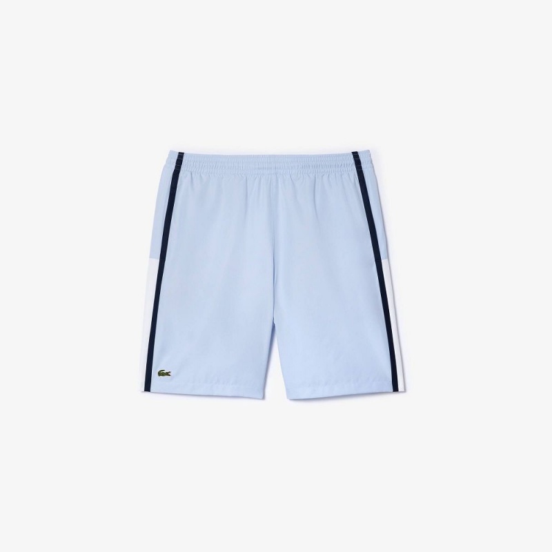 Men's Lacoste Sport Colorblock Panels Lightweight Shorts Light Blue White Navy Blue | LUF658249