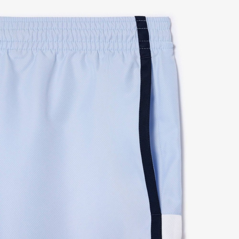 Men's Lacoste Sport Colorblock Panels Lightweight Shorts Light Blue White Navy Blue | LUF658249