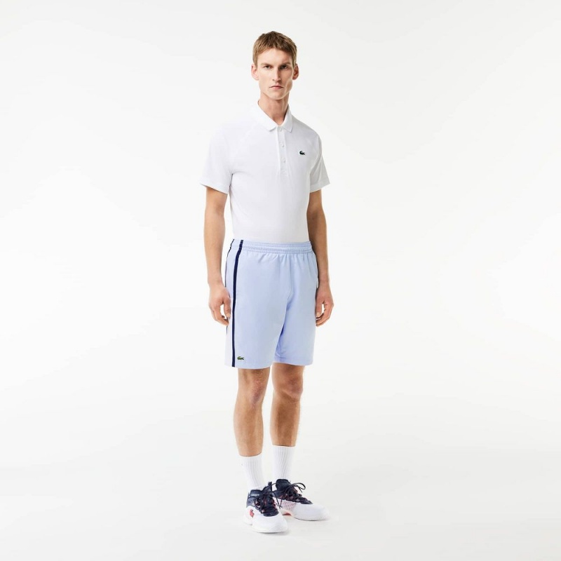 Men\'s Lacoste Sport Colorblock Panels Lightweight Shorts Light Blue White Navy Blue | LUF658249