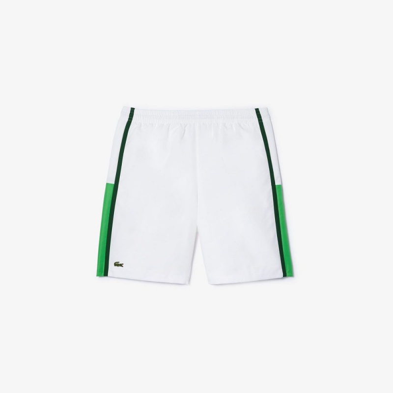 Men's Lacoste Sport Colorblock Panels Lightweight Shorts White Green | GWB578094