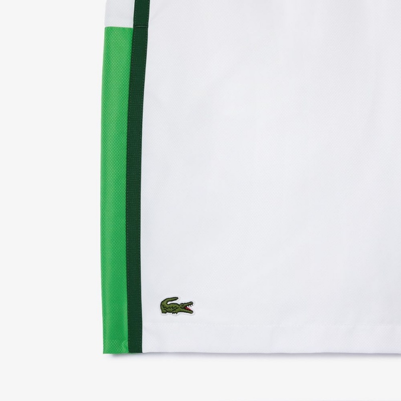 Men's Lacoste Sport Colorblock Panels Lightweight Shorts White Green | GWB578094