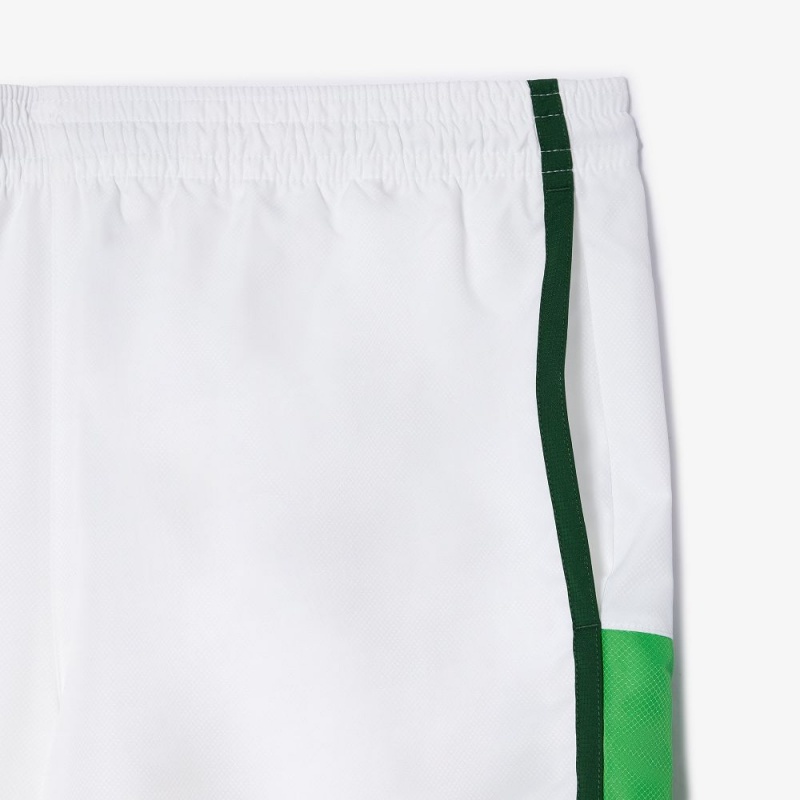 Men's Lacoste Sport Colorblock Panels Lightweight Shorts White Green | GWB578094