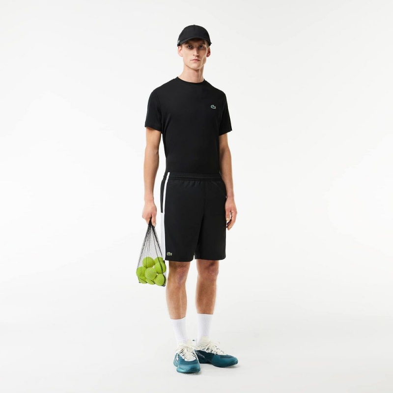 Men's Lacoste Sport Colorblock Panels Lightweight Shorts Black White | NDG480715