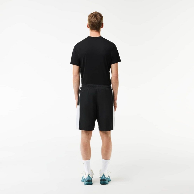 Men's Lacoste Sport Colorblock Panels Lightweight Shorts Black White | NDG480715