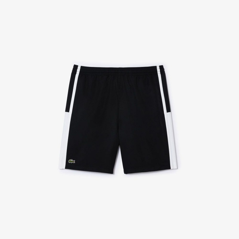 Men's Lacoste Sport Colorblock Panels Lightweight Shorts Black White | NDG480715