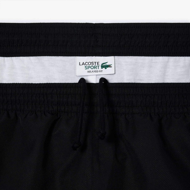 Men's Lacoste Sport Colorblock Panels Lightweight Shorts Black White | NDG480715