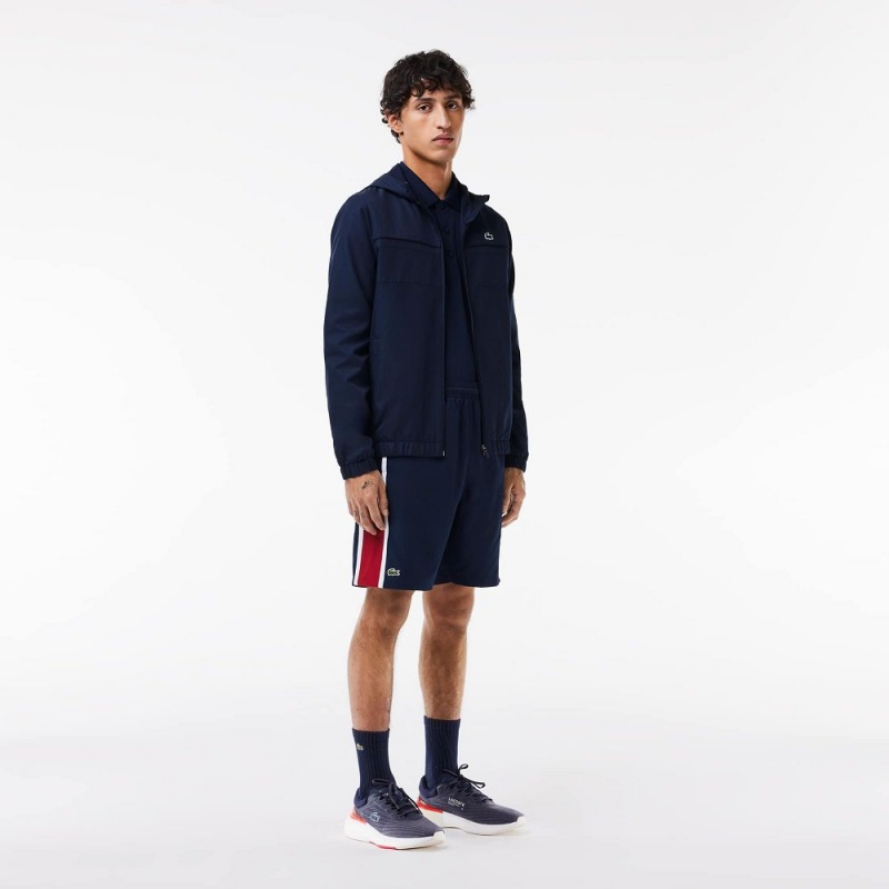 Men's Lacoste Sport Colorblock Panels Lightweight Shorts Navy Blue Bordeaux White | ZAO178605