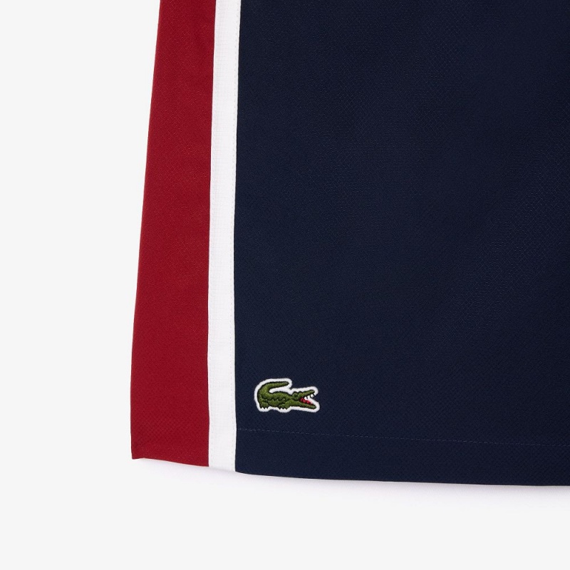 Men's Lacoste Sport Colorblock Panels Lightweight Shorts Navy Blue Bordeaux White | ZAO178605