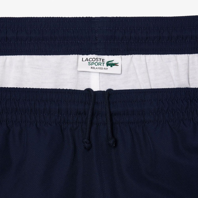 Men's Lacoste Sport Colorblock Panels Lightweight Shorts Navy Blue Bordeaux White | ZAO178605