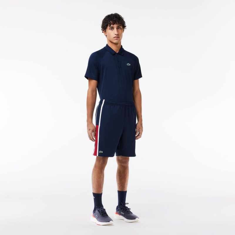 Men\'s Lacoste Sport Colorblock Panels Lightweight Shorts Navy Blue Bordeaux White | ZAO178605