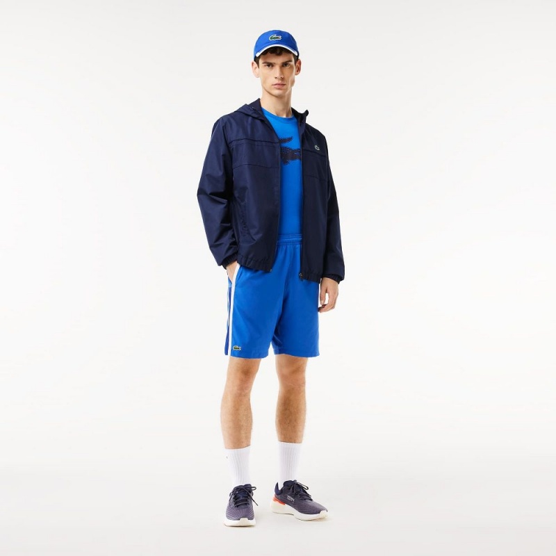 Men's Lacoste Sport Colorblock Panels Lightweight Shorts Blue Navy Blue White | JCP283601