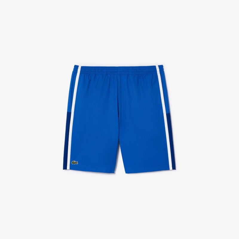 Men's Lacoste Sport Colorblock Panels Lightweight Shorts Blue Navy Blue White | JCP283601