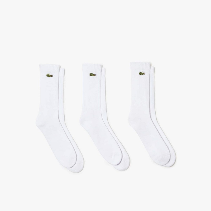 Men\'s Lacoste Sport High-Cut 3-Pack Socks White | UFN617593