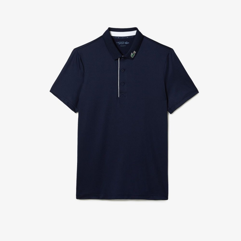 Men's Lacoste Sport Jersey Golf Polo Shirts Navy Blue White | GLY158702