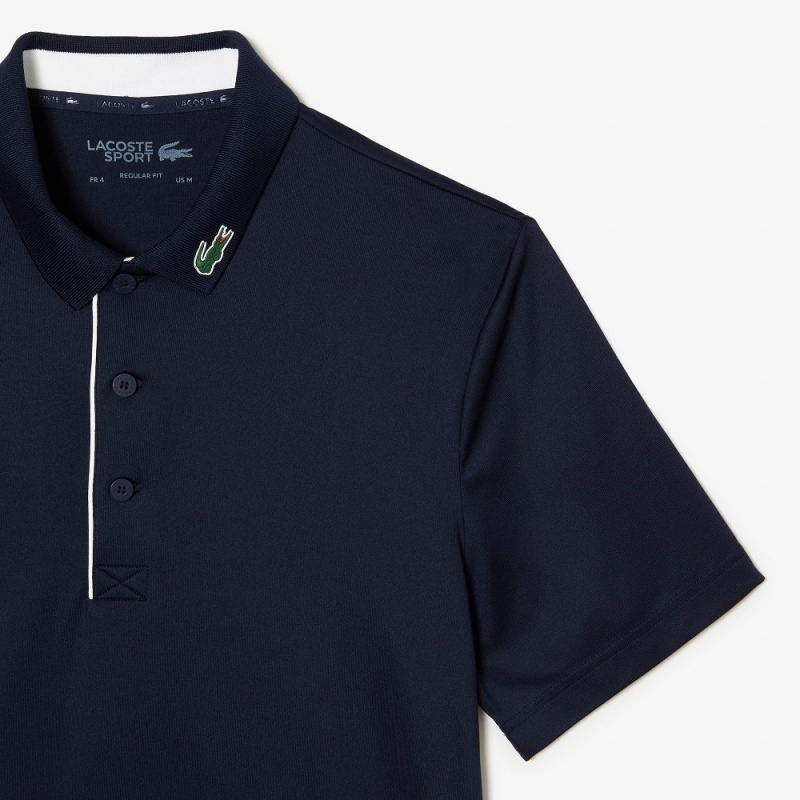 Men's Lacoste Sport Jersey Golf Polo Shirts Navy Blue White | GLY158702