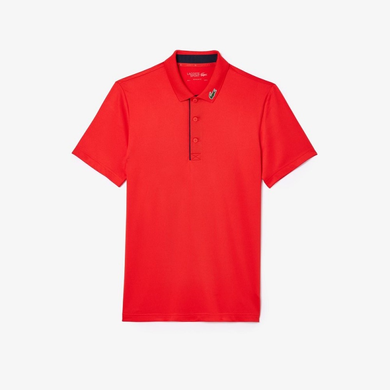 Men's Lacoste Sport Jersey Golf Polo Shirts Red Navy Blue | NPK152069