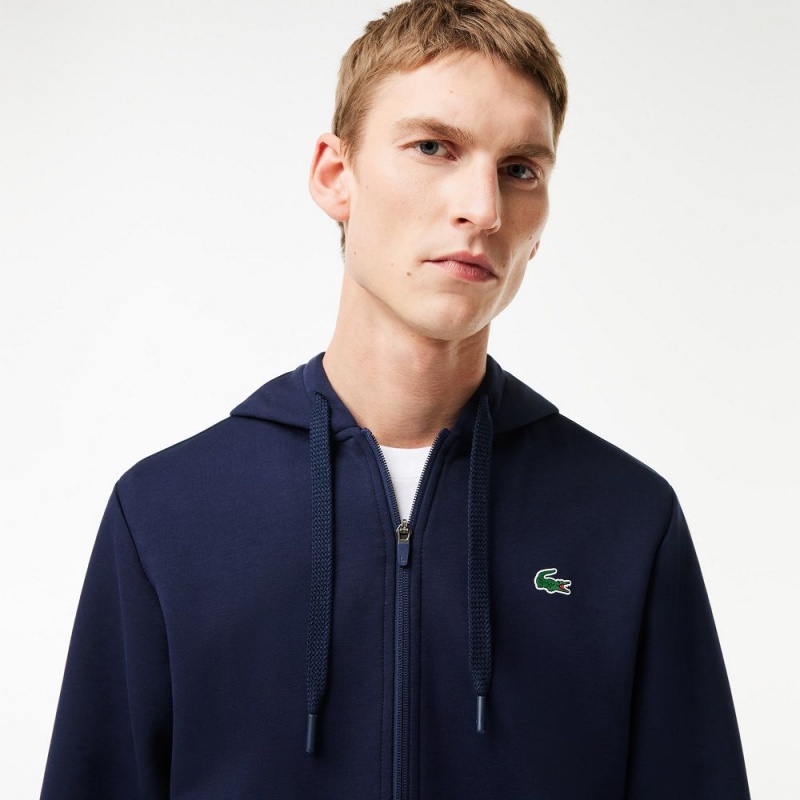 Men's Lacoste Sport Mesh Panels Hoodie Navy Blue | TPG710395