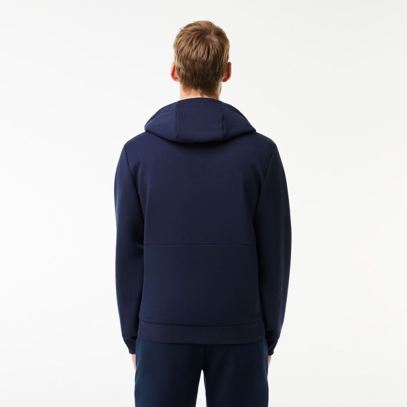 Men's Lacoste Sport Mesh Panels Hoodie Navy Blue | TPG710395