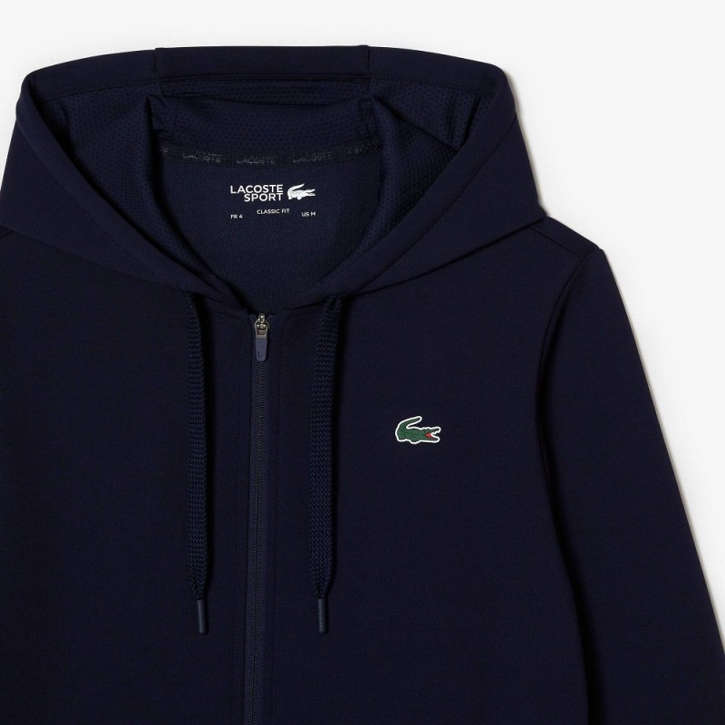 Men's Lacoste Sport Mesh Panels Hoodie Navy Blue | TPG710395