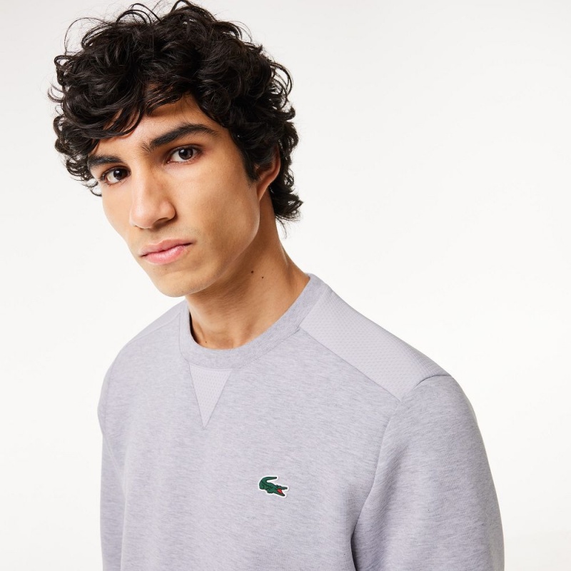 Men's Lacoste Sport Mesh Panels Sweatshirt Grey Chine Light Grey | BRH593206