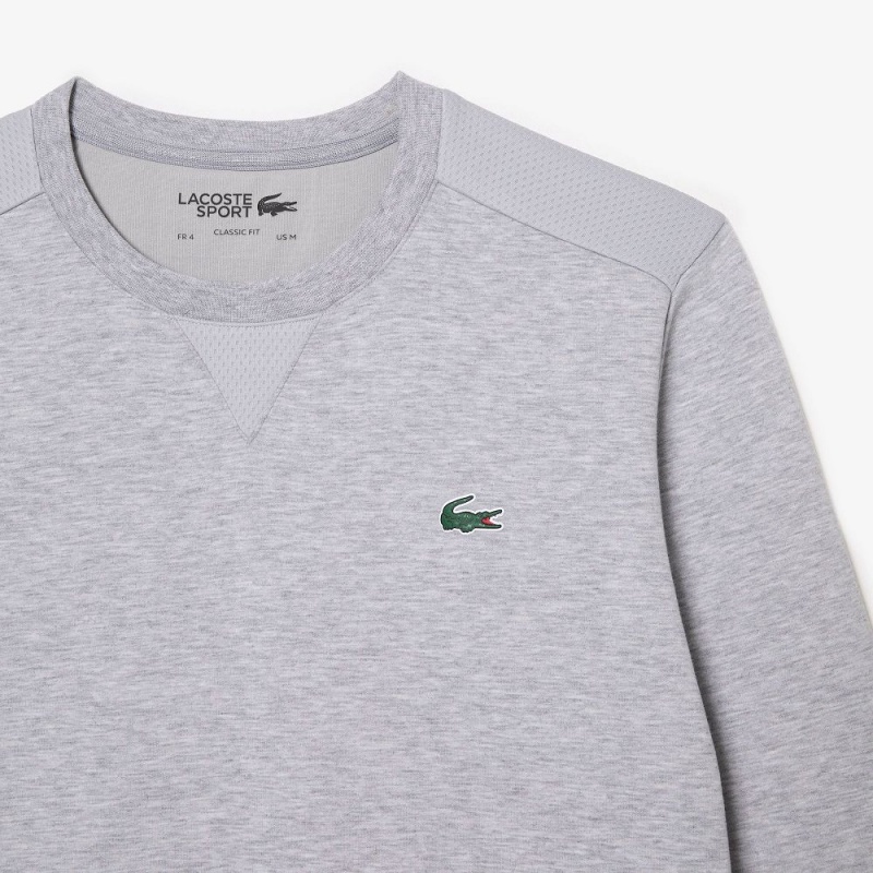 Men's Lacoste Sport Mesh Panels Sweatshirt Grey Chine Light Grey | BRH593206