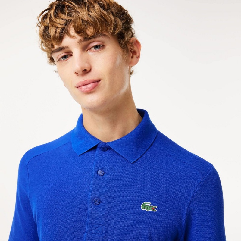 Men's Lacoste Sport Organic Cotton Piqué Golf Polo Shirts Blue | PZH627083