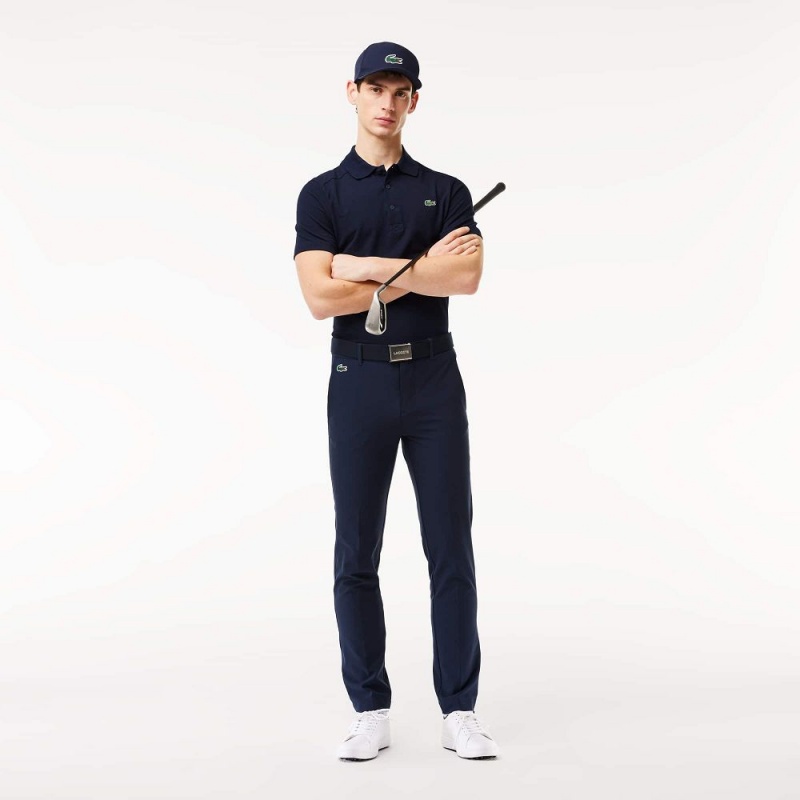 Men's Lacoste Sport Organic Cotton Piqué Golf Polo Shirts Navy Blue | RIV580629