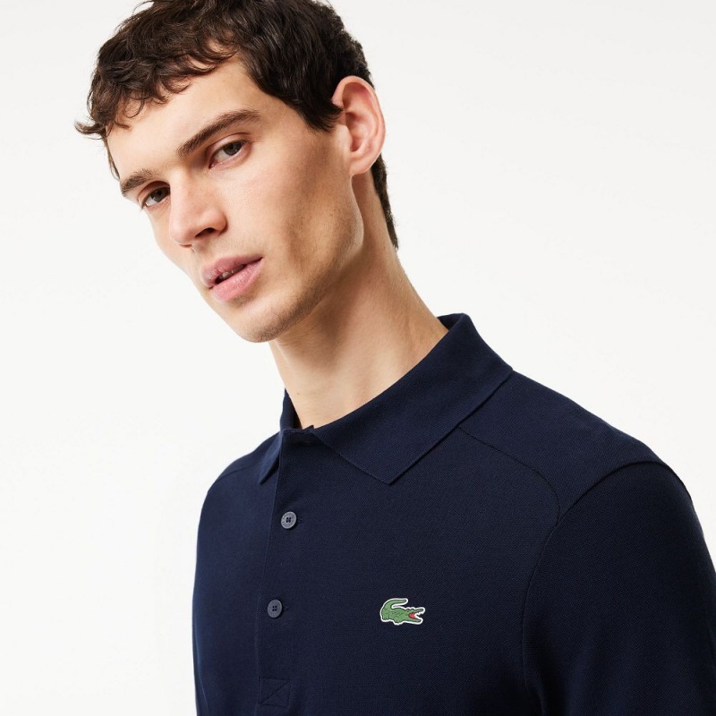 Men's Lacoste Sport Organic Cotton Piqué Golf Polo Shirts Navy Blue | RIV580629