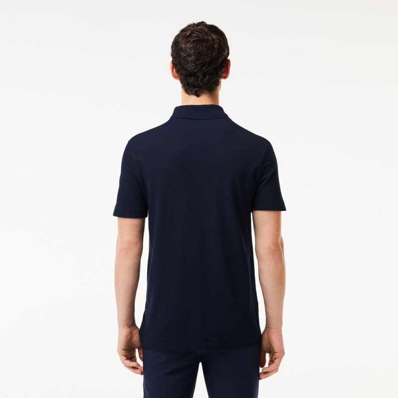 Men's Lacoste Sport Organic Cotton Piqué Golf Polo Shirts Navy Blue | RIV580629