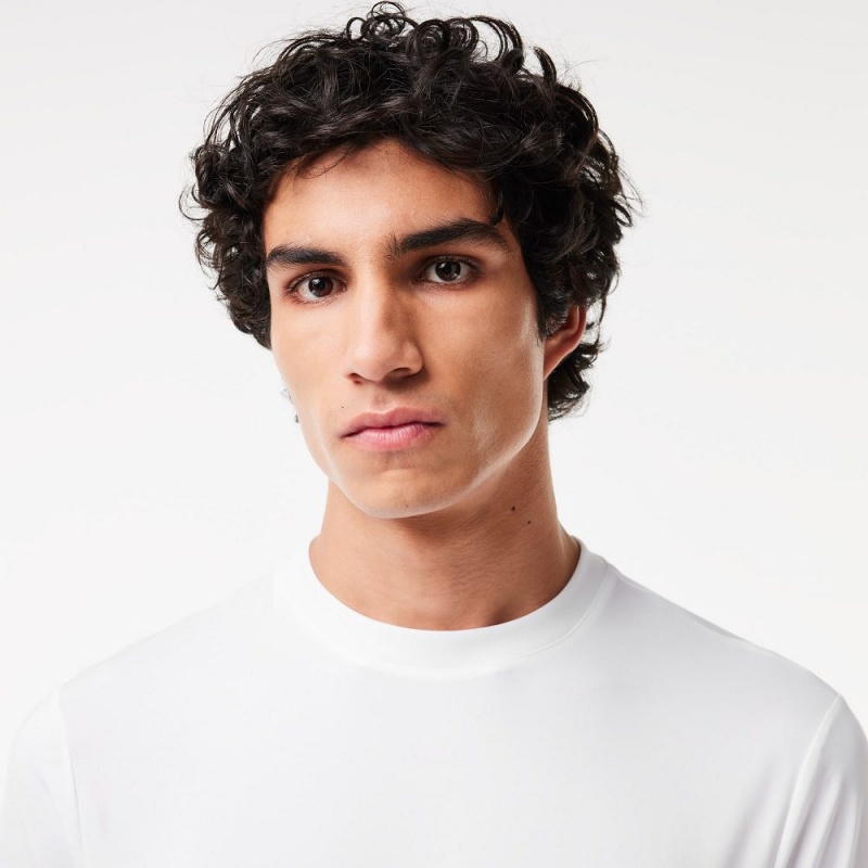 Men's Lacoste Sport Slim Fit Stretch Jersey T-Shirt White | VSW267590