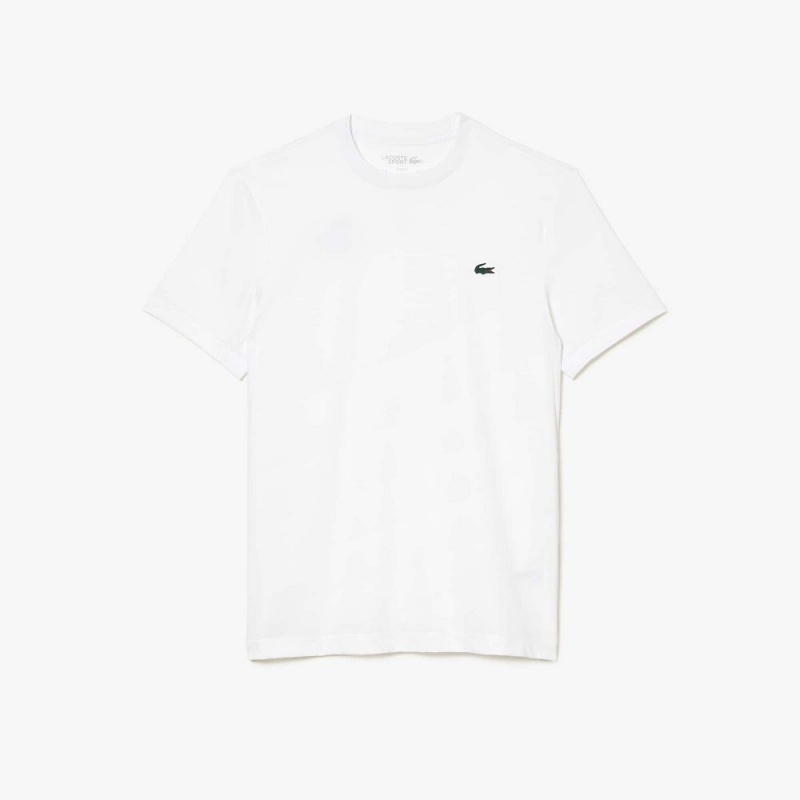 Men's Lacoste Sport Slim Fit Stretch Jersey T-Shirt White | VSW267590