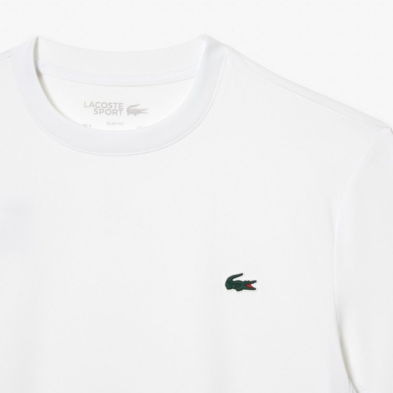 Men's Lacoste Sport Slim Fit Stretch Jersey T-Shirt White | VSW267590