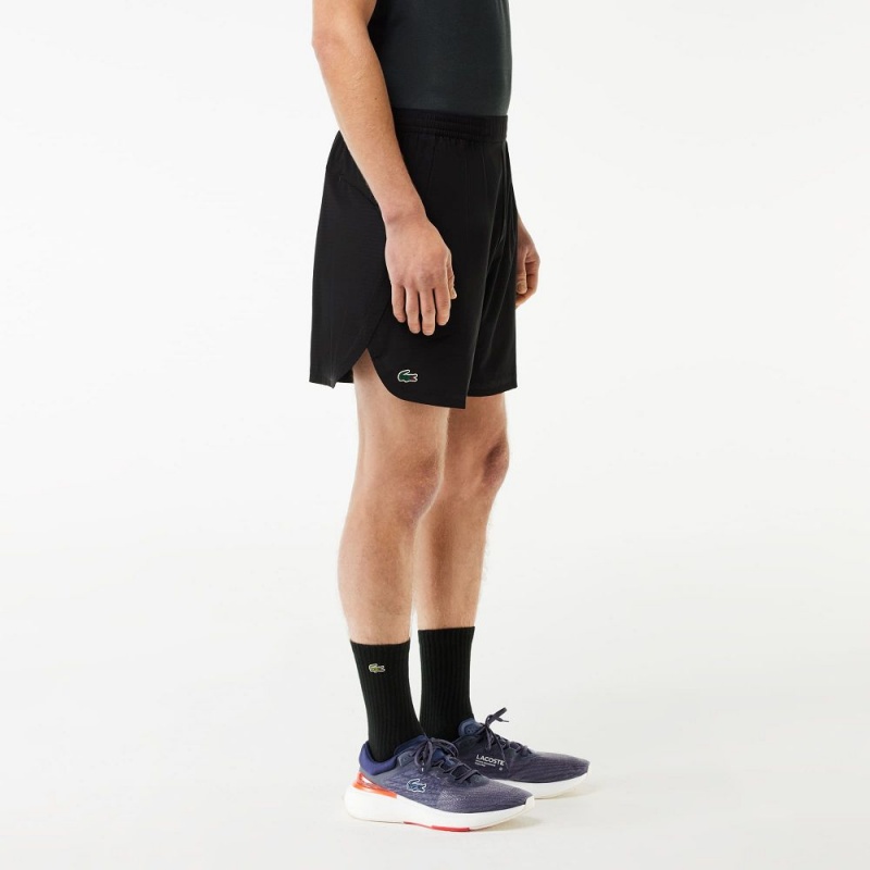 Men's Lacoste Sport Stretch Mesh Shorts Black | AJE801567