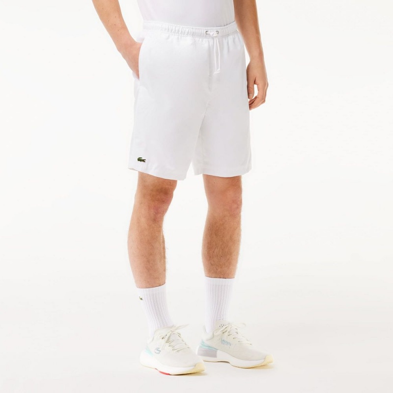 Men's Lacoste Sport Tennis Solid Diamond Weave Shorts White | WAU271903