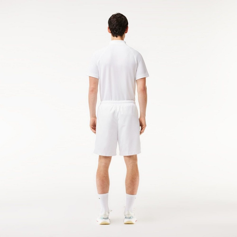 Men's Lacoste Sport Tennis Solid Diamond Weave Shorts White | WAU271903