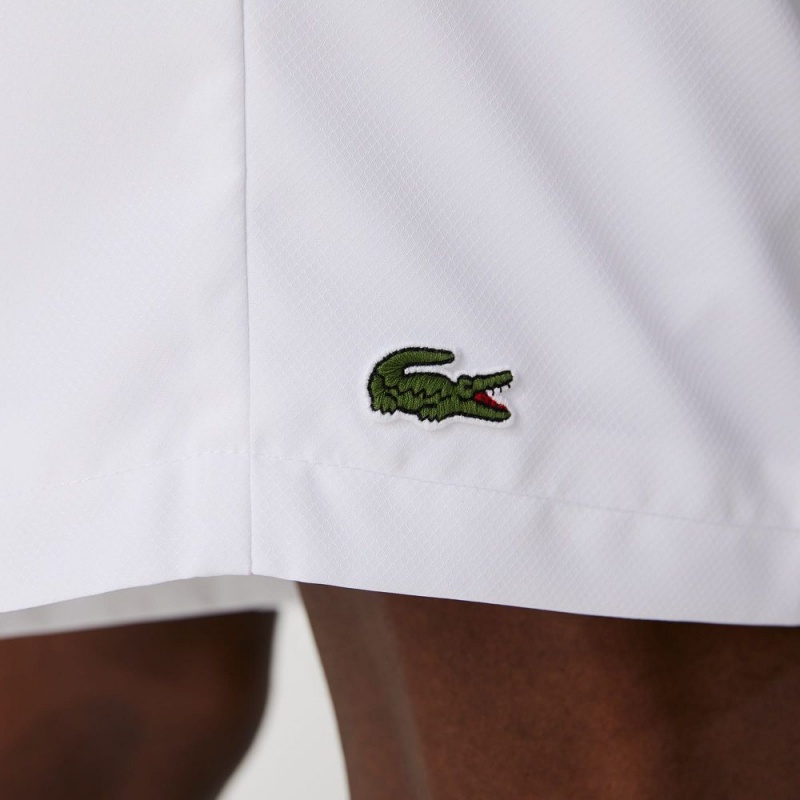 Men's Lacoste Sport Tennis Solid Diamond Weave Shorts White | WAU271903