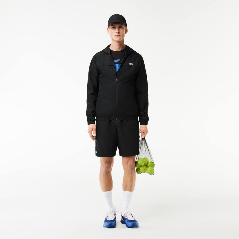 Men's Lacoste Sport Tennis Solid Diamond Weave Shorts Black | AWP248671