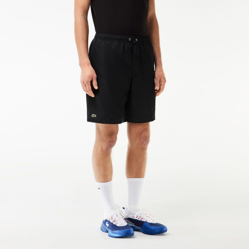 Men's Lacoste Sport Tennis Solid Diamond Weave Shorts Black | AWP248671