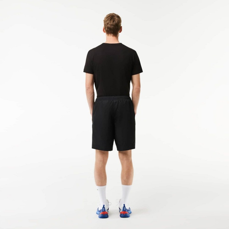 Men's Lacoste Sport Tennis Solid Diamond Weave Shorts Black | AWP248671