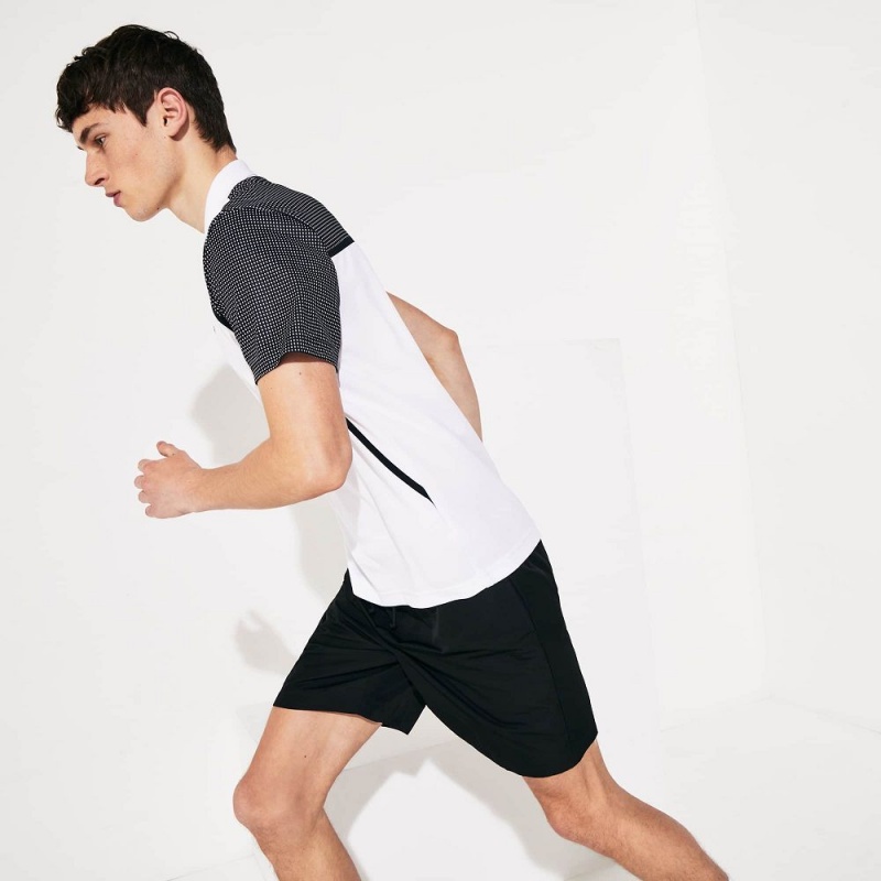 Men's Lacoste Sport Tennis Solid Diamond Weave Shorts Black | AWP248671