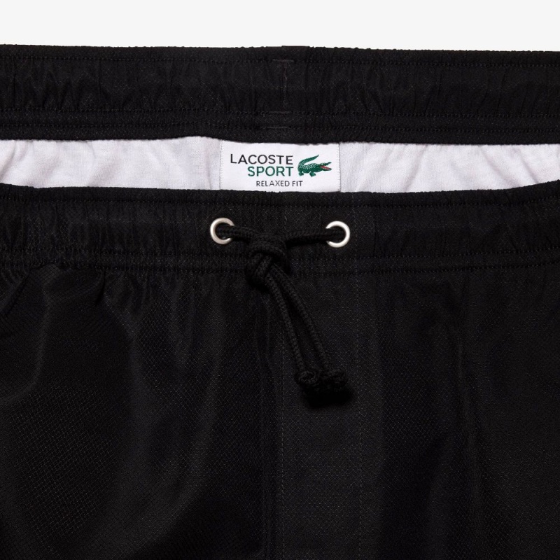 Men's Lacoste Sport Tennis Solid Diamond Weave Shorts Black | AWP248671